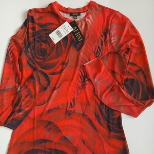 AFRM KAylee long sleeve mesh top with rose print brand new woman large shirt